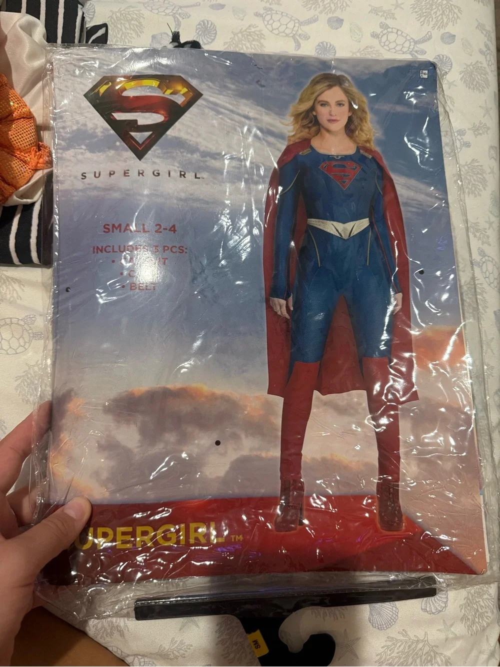 Girls Costume - Blue and Red Superhero Dress with Cape